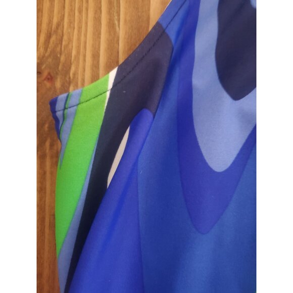 Jude Connally Blue & Green Swirl Print Sleeveless Keyhole Neckline Dress Small - Picture 10 of 10